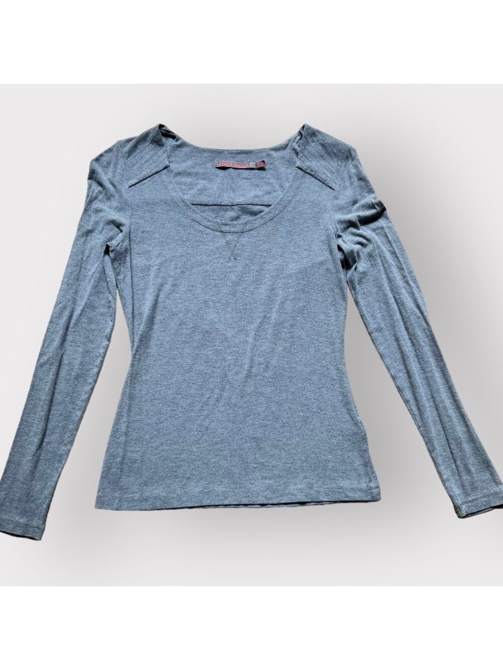 Karen Millen Womens 6 Gray Viscose Blend Scoop Neck Long Sleeve Stretch Top